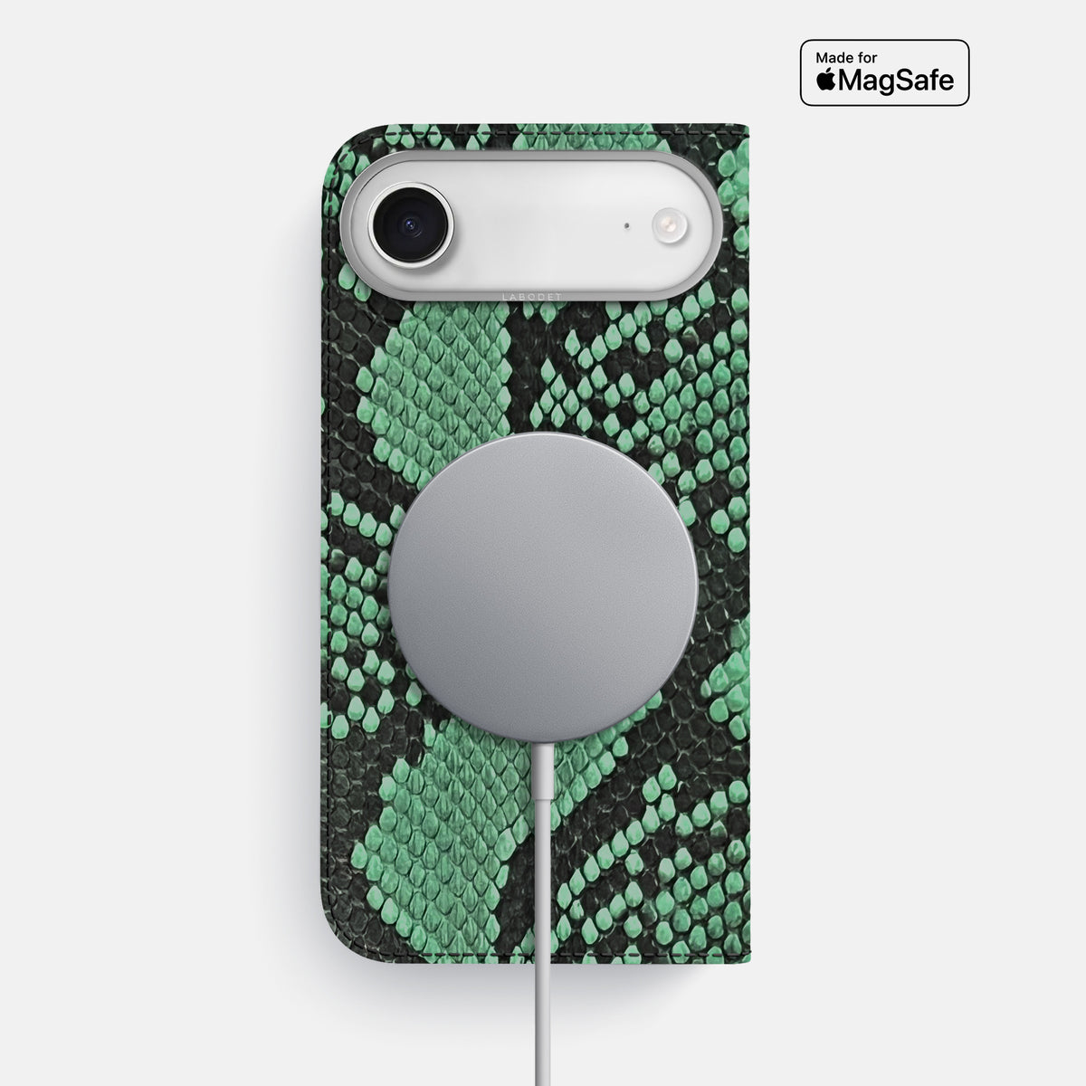 Folio Case For iPhone 17 Air In Deluxe Python -3 | Forest-Green-Steel