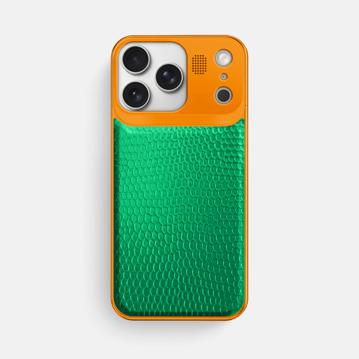 Metal Case For iPhone 17 Pro Max In Lizard -1 | Apple-Green-Orange