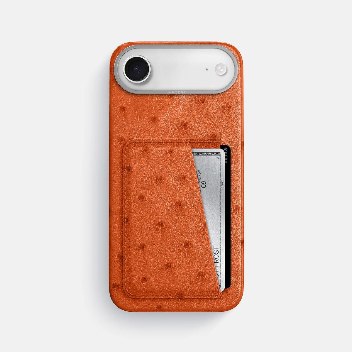 Double Card Case For iPhone 17 Air In Ostrich -1 | Orange-Steel