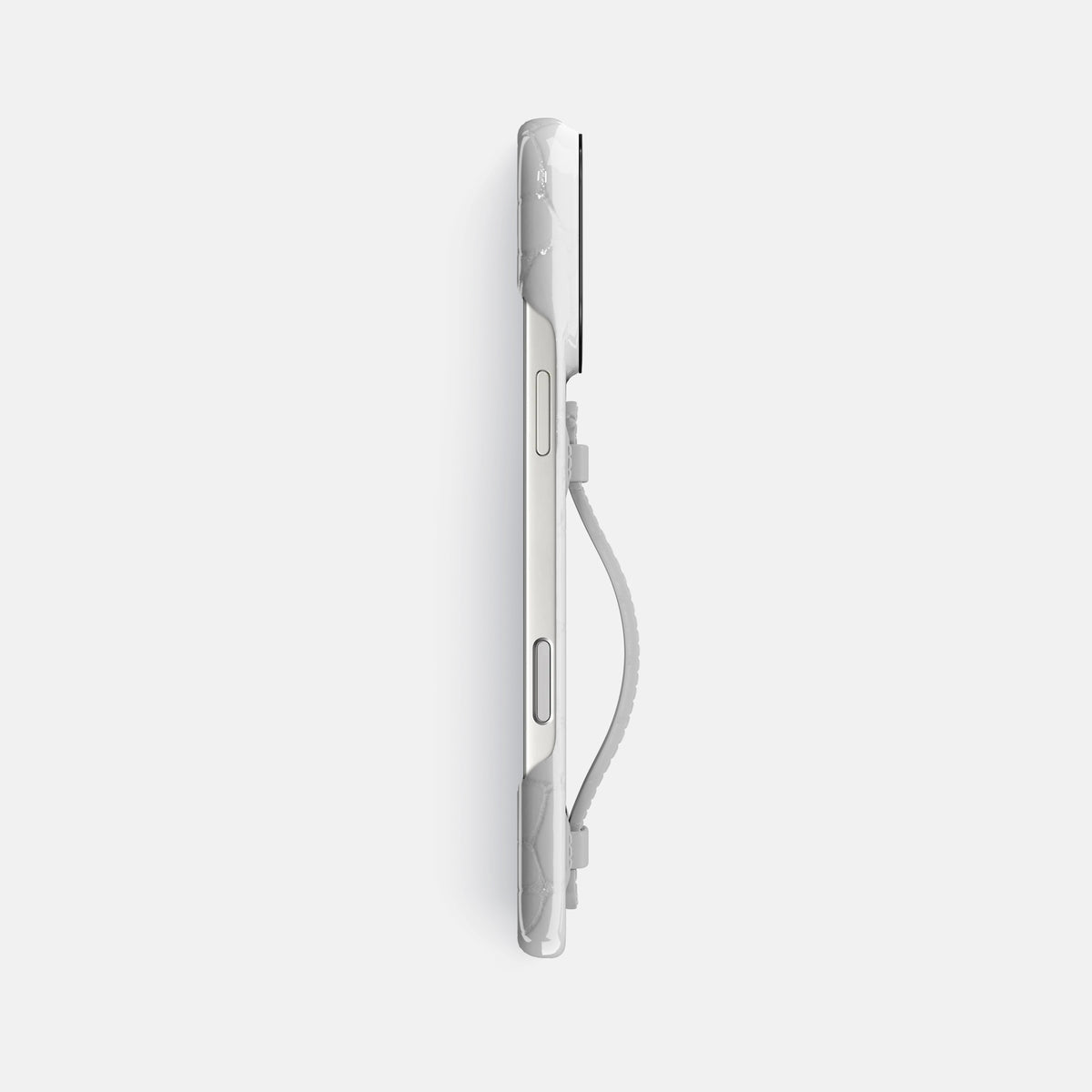 Center Handle For iPhone 17 Pro Max In Shiny Alligator -2 | White-Black