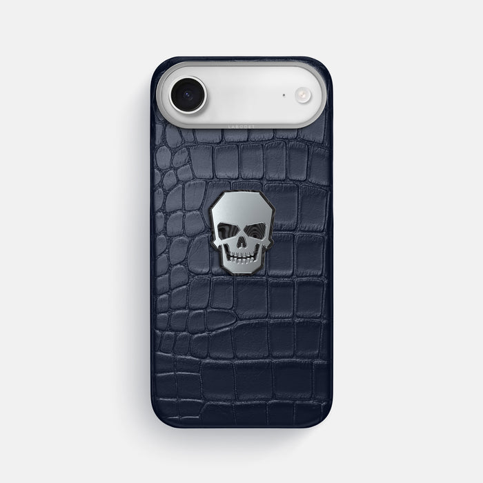 Classic Case With Titanium Skull For iPhone 17 Air In Alligator -1 | Navy-Blue-Steel