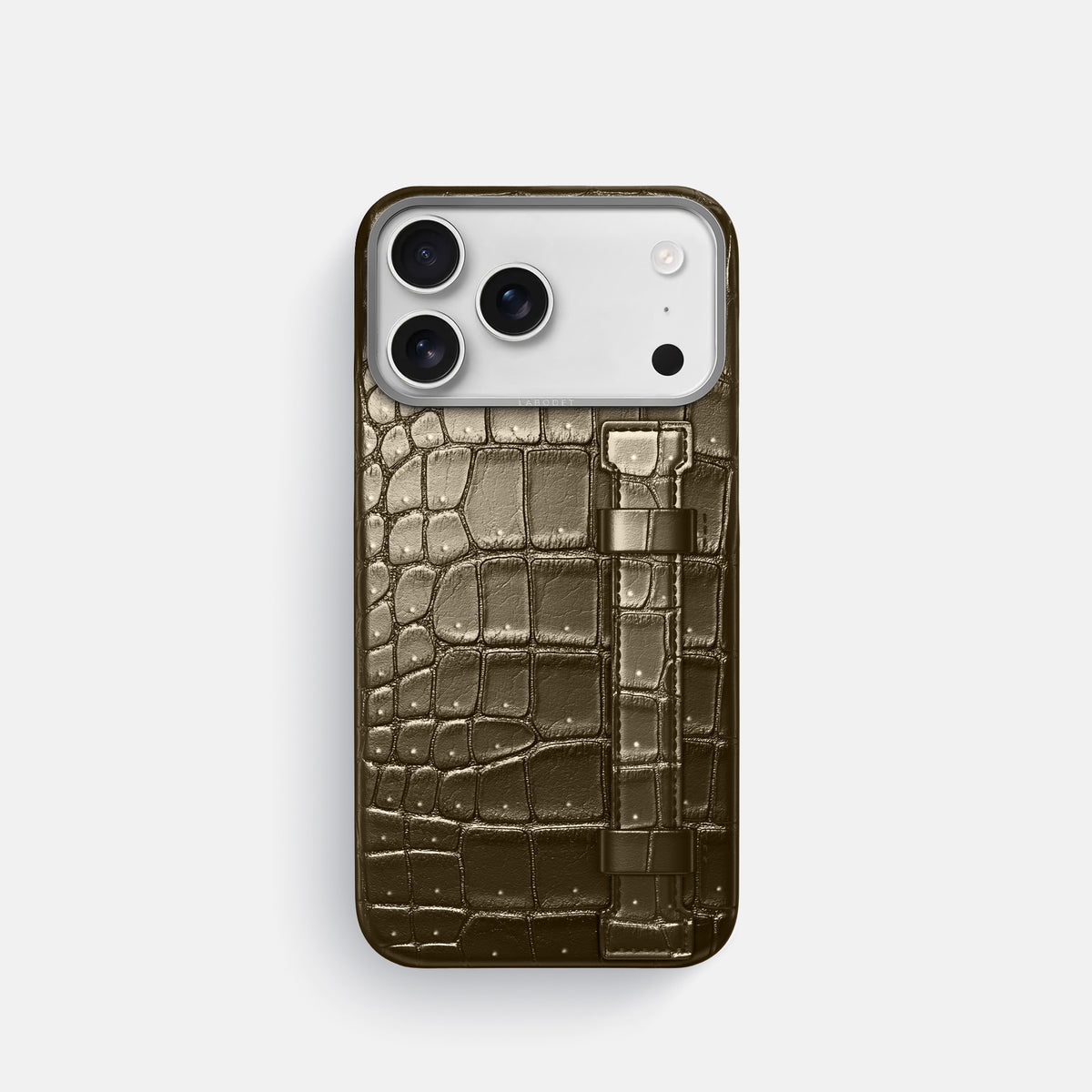 Handle Case For iPhone 17 Pro In Porosus Crocodile -1 | Bronze-Steel