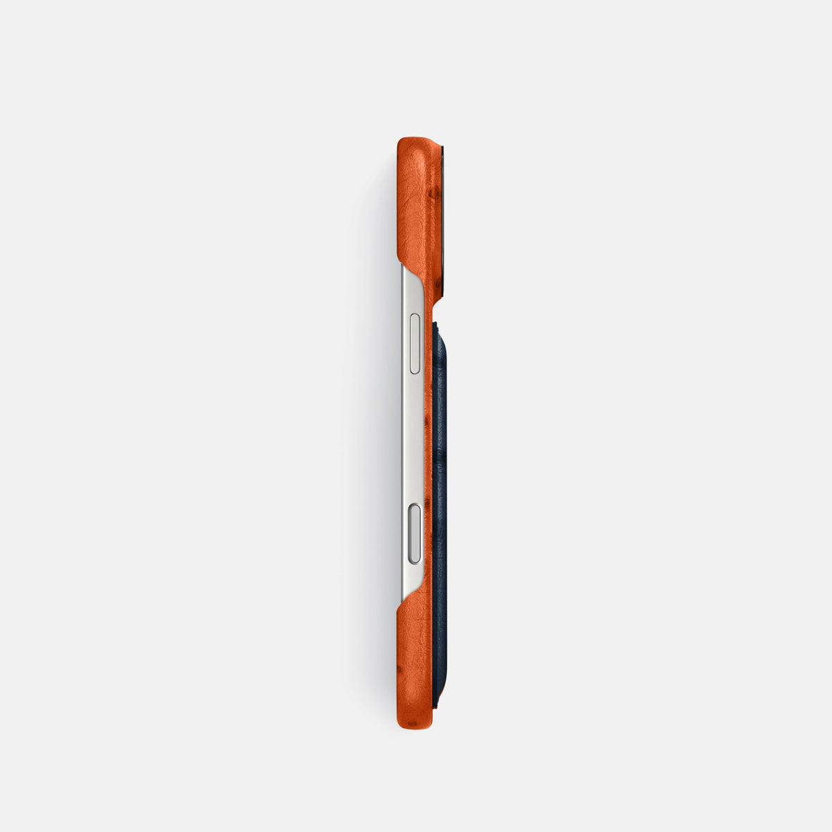 Double Card Case Coloré For iPhone 18 Pro In Ostrich -3 | Orange-Black