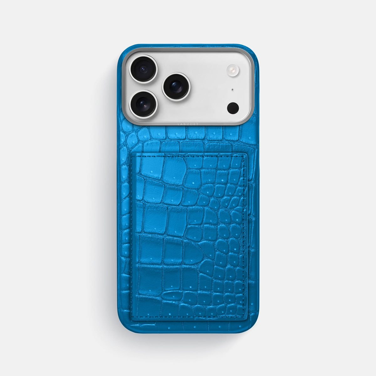 Bi-Fold Case For iPhone 18 Pro Max In Porosus Crocodile -1 | Blue-Lagoon-Steel