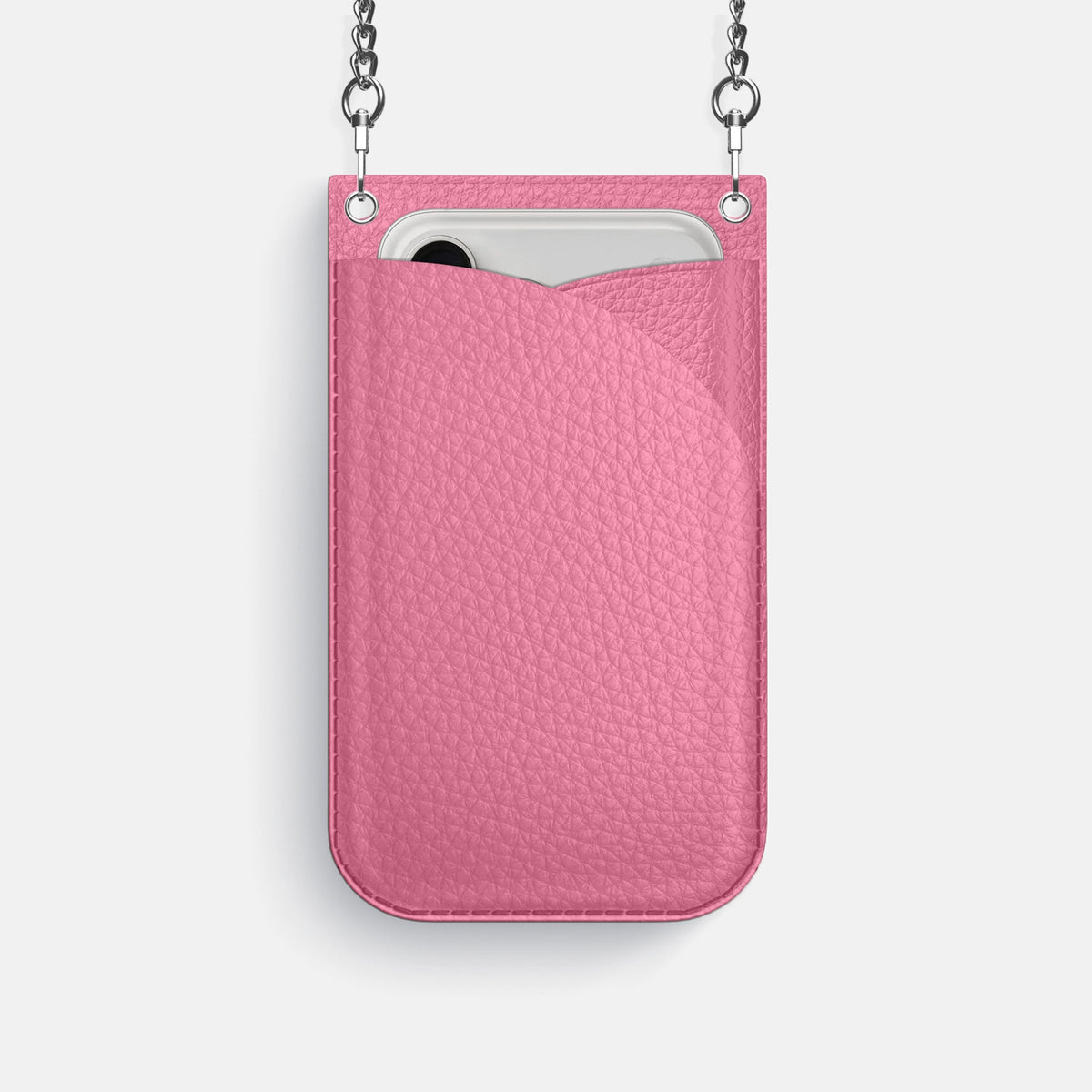 Crossbody Bag For iPhone 18 Pro In Calf -1 | Pink-Steel