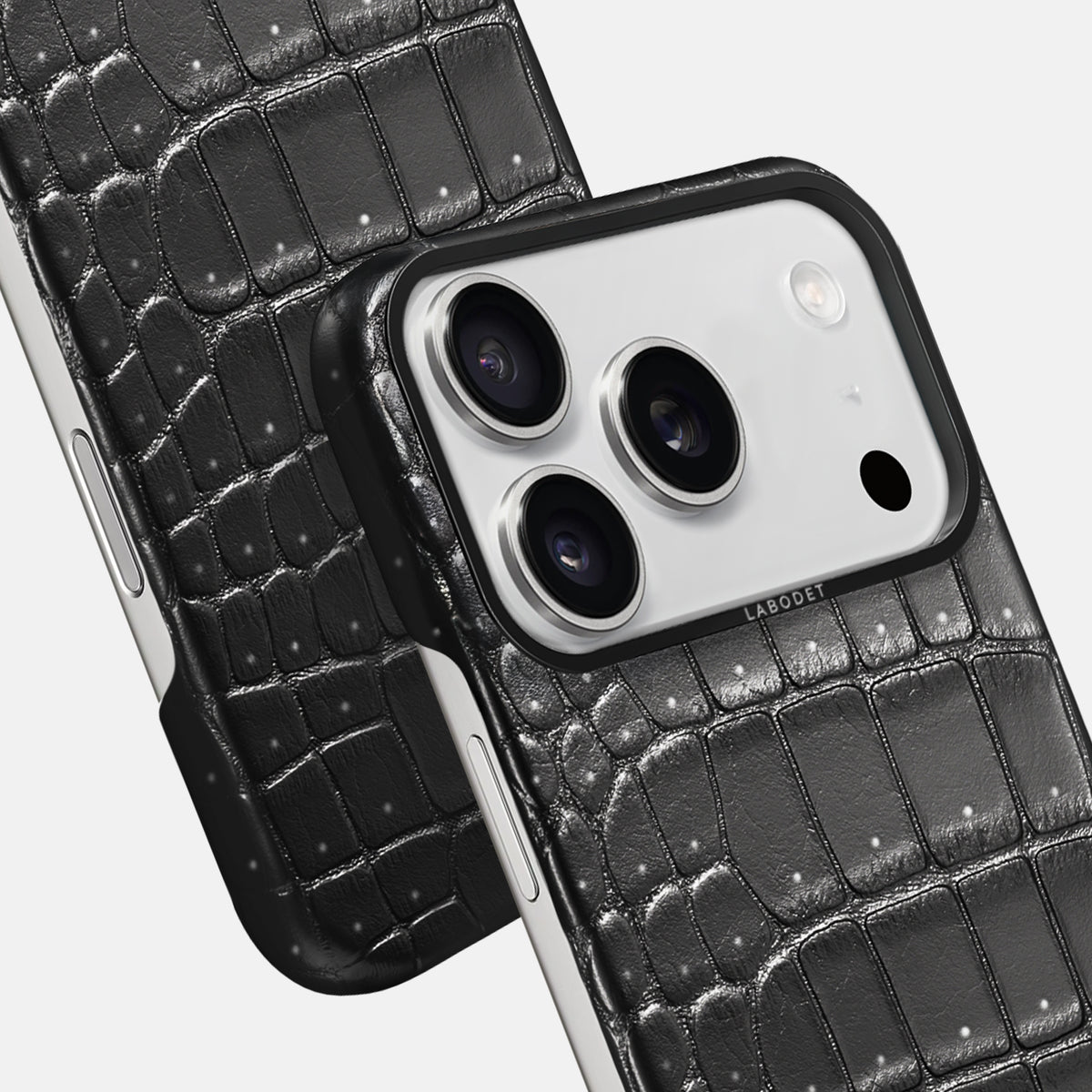 Classic Case For iPhone 17 Pro In Porosus Crocodile -6 | Shiny-Black-Black