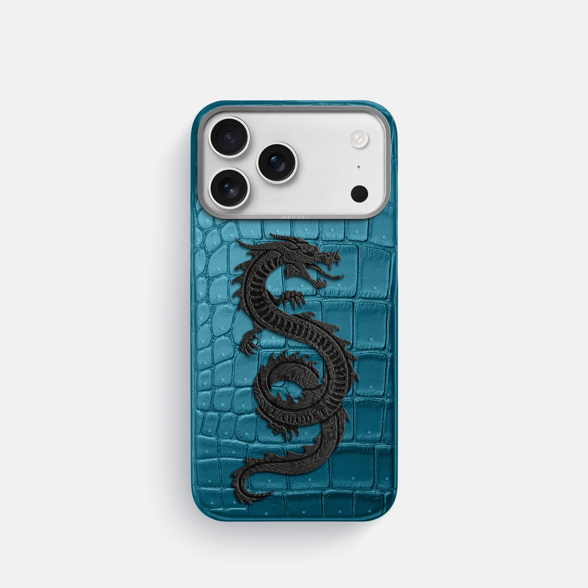 Classic Case With Carbon Dragon For iPhone 17 Pro In Porosus Crocodile -1 | Turquoise-Steel