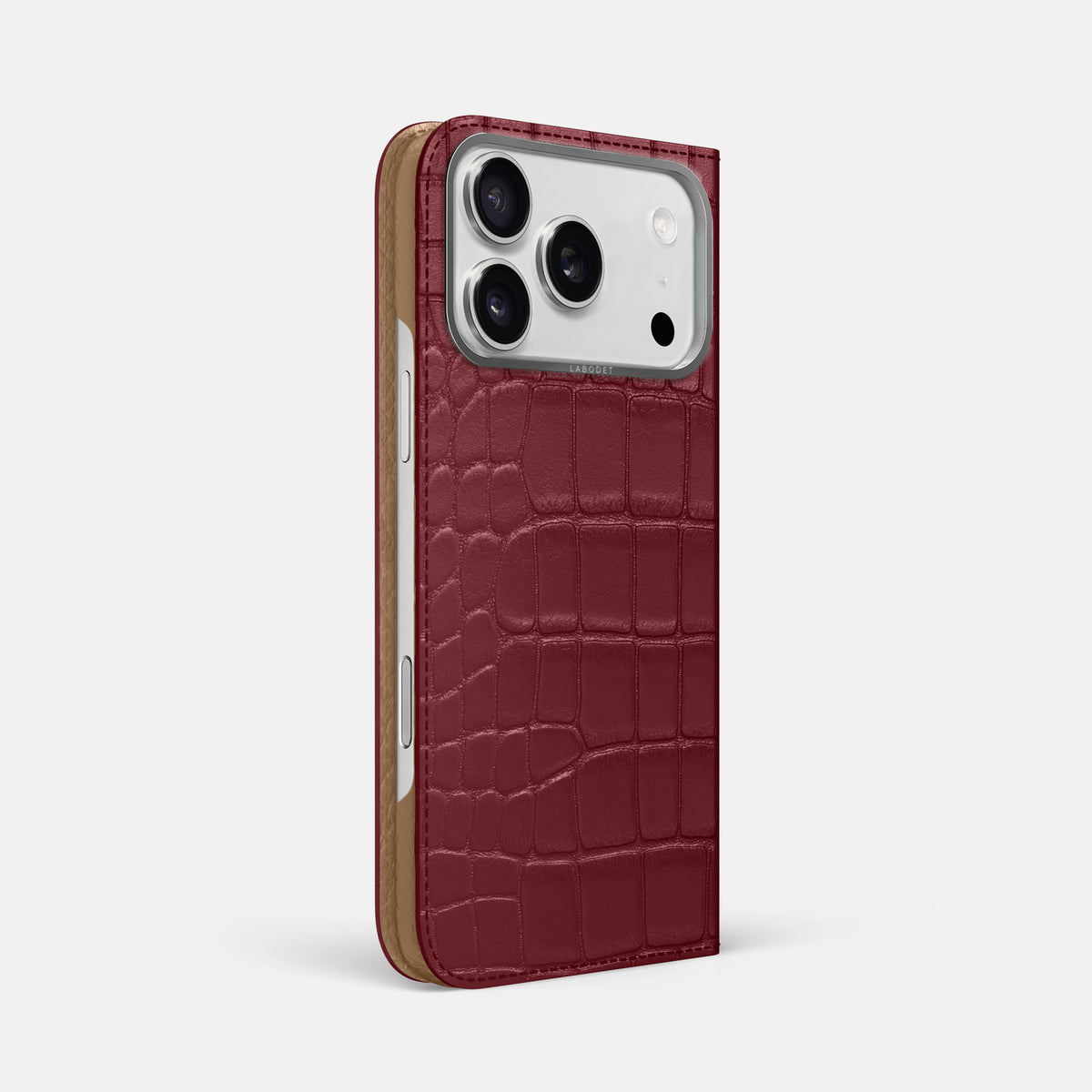 Folio Case For iPhone 17 Pro Max In Alligator -1 | Burgundy-Steel