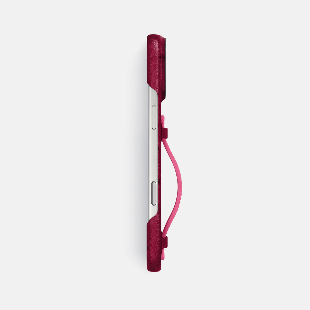 Center Handle Coloré For iPhone 18 Pro Max In Ostrich -2 | Bordeaux-Black