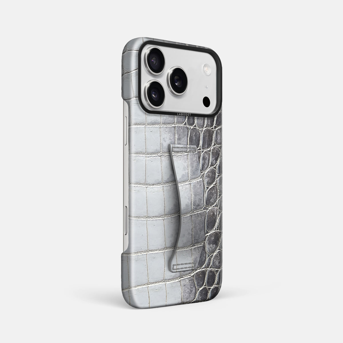 Finger Case For iPhone 17 Pro Max In Himalayan Crocodile -2 | Silver-Black