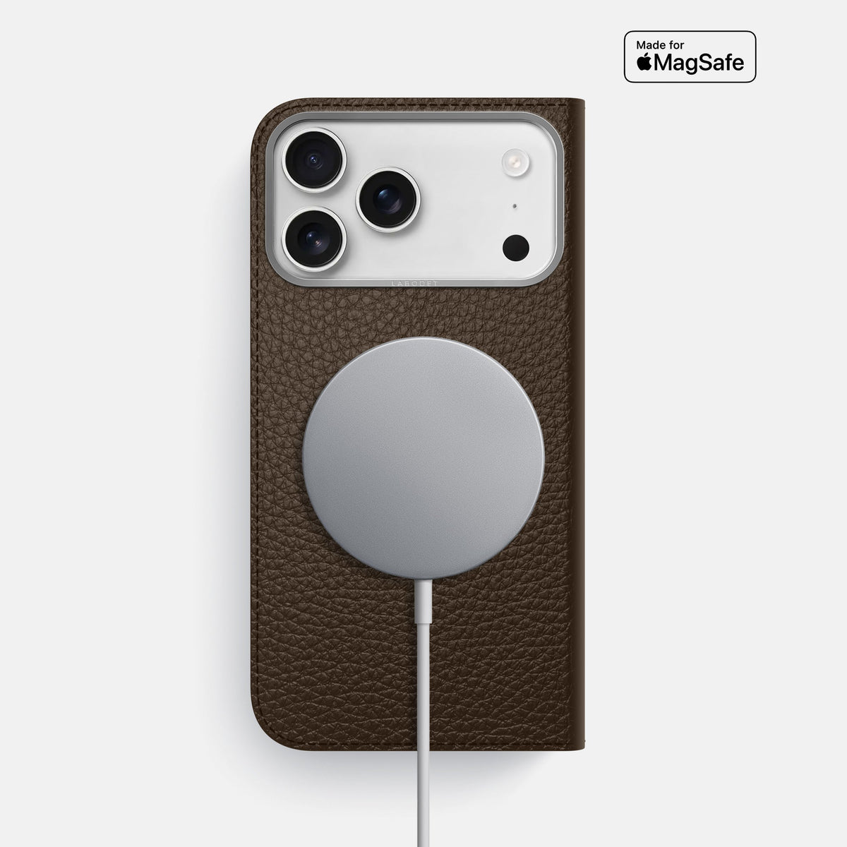 Folio Case For iPhone 18 Pro Max In Calf -3 | Dark-Brown-Steel