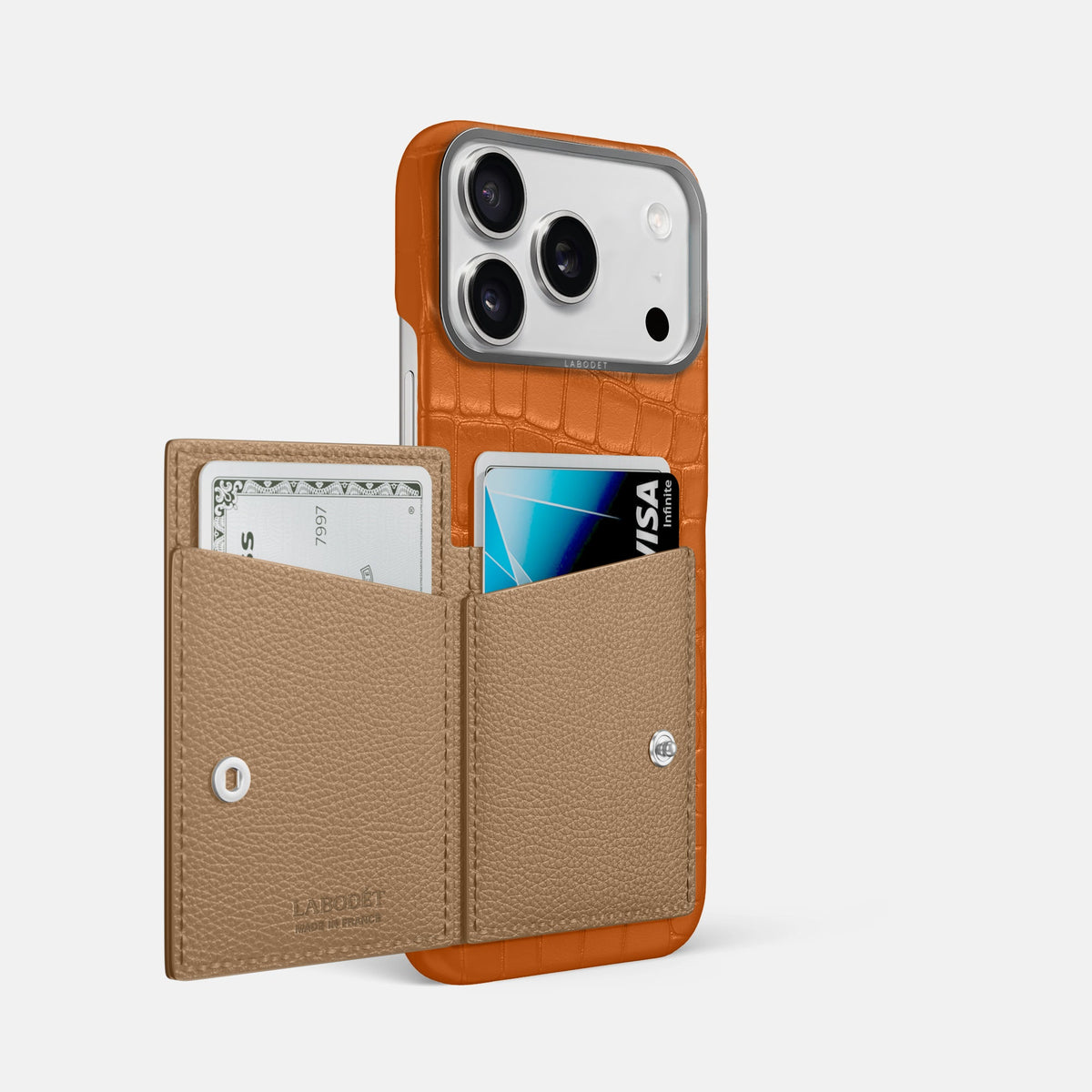 Bi-Fold Case For iPhone 18 Pro Max In Alligator -2 | Orange-Steel