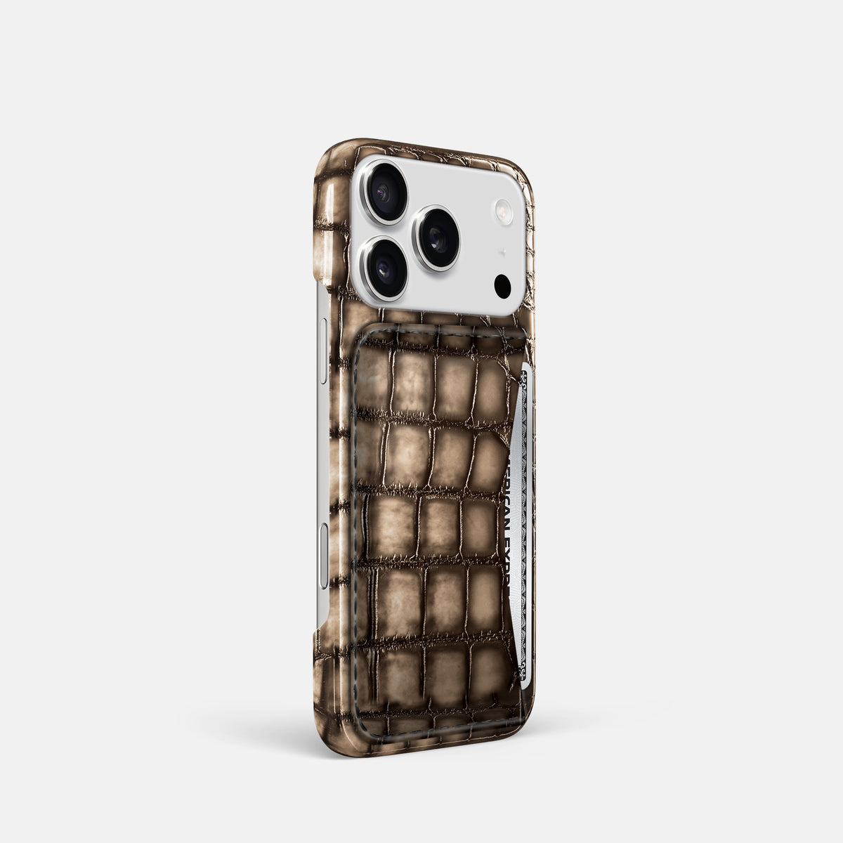 Slim Card Case For iPhone 17 Pro In Patina Alligator -2 | Etoupe