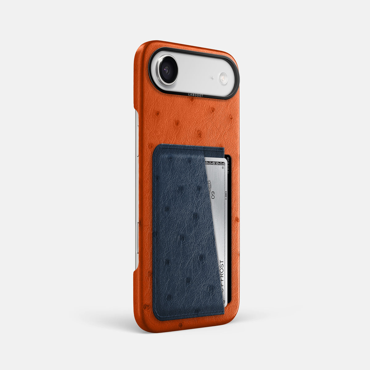 Double Card Case Coloré For iPhone 17 Air In Ostrich -2 | Orange-Black