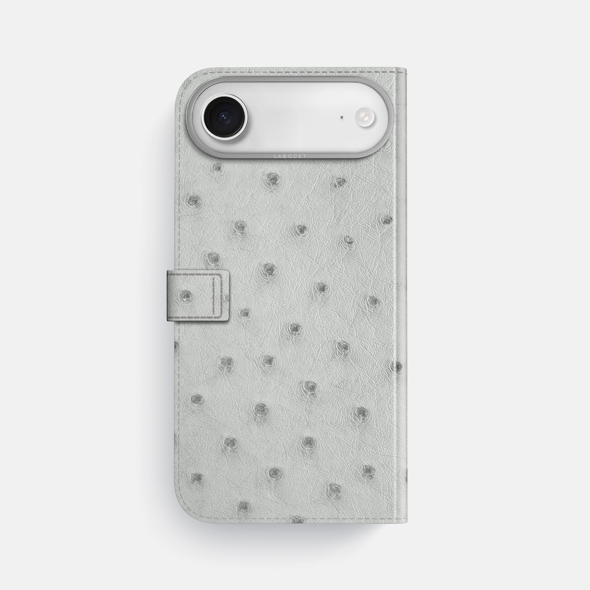 Folio Case with Clasp For iPhone 17 Air In Ostrich -3 | White-Steel