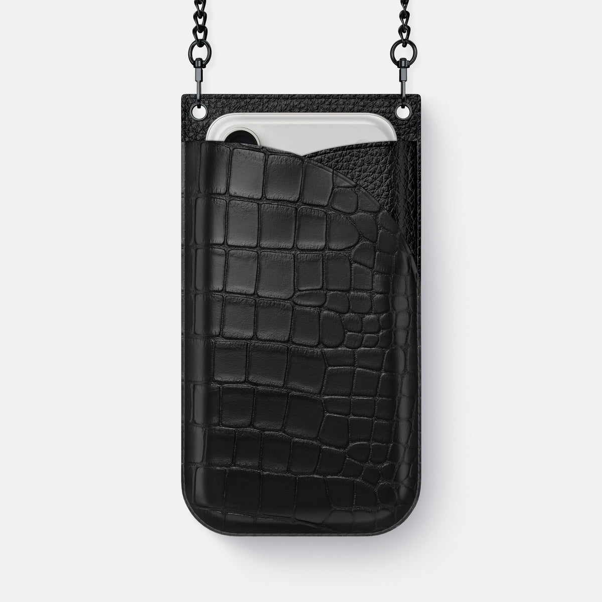 Crossbody Bag For iPhone 17 Pro In Alligator -1 | Black-Black