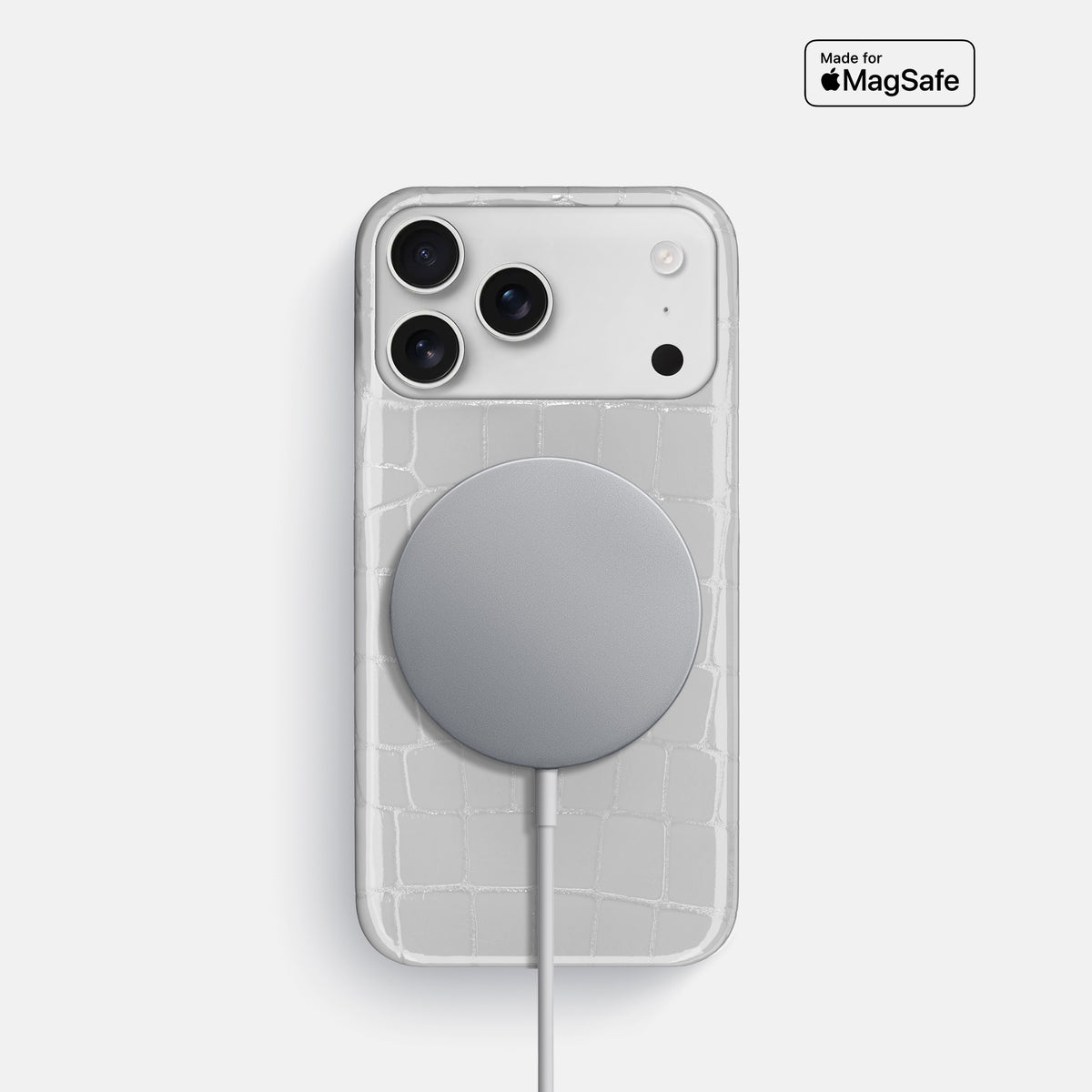 Slim Case For iPhone 17 Pro In Shiny Alligator -5 | White