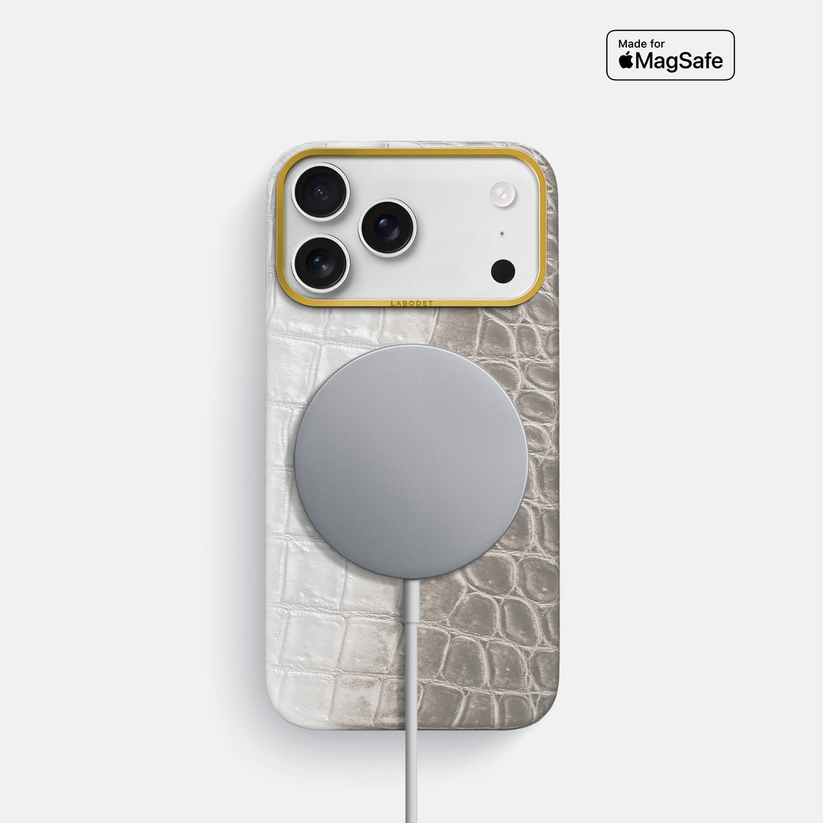 Classic Case For iPhone 18 Pro In Himalayan Crocodile -4 | Grey-Gold