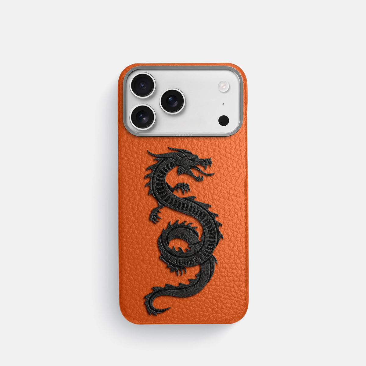 Classic Case With Carbon Dragon For iPhone 18 Pro In Calf -1 | Orange-Steel
