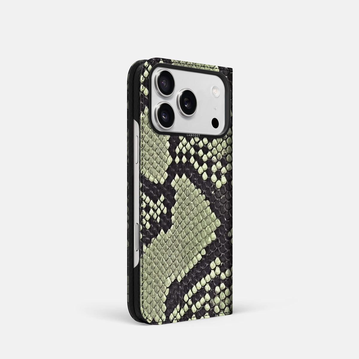 Folio Case For iPhone 17 Pro In Deluxe Python -1 | Army-Green-Black
