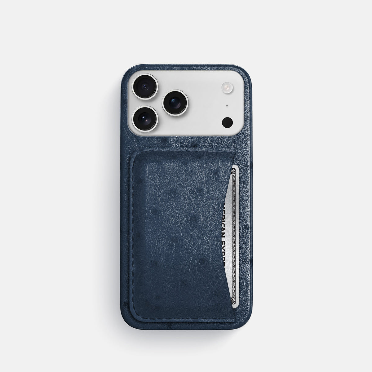 Slim Card Case For iPhone 17 Pro In Ostrich -1 | Navy-Blue