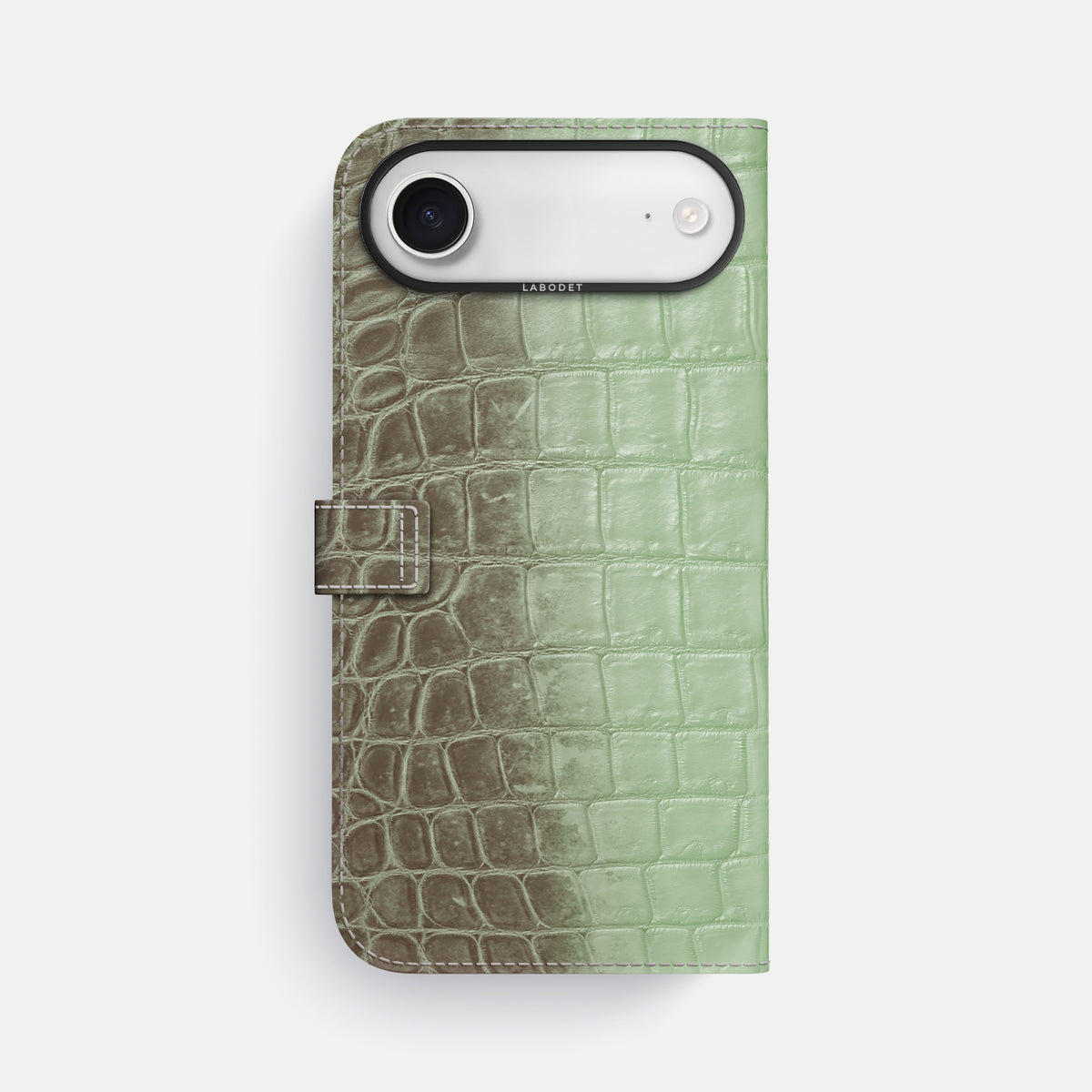 Folio Case with Clasp For iPhone 17 Air In Himalayan Crocodile -3 | Pistachio-Black