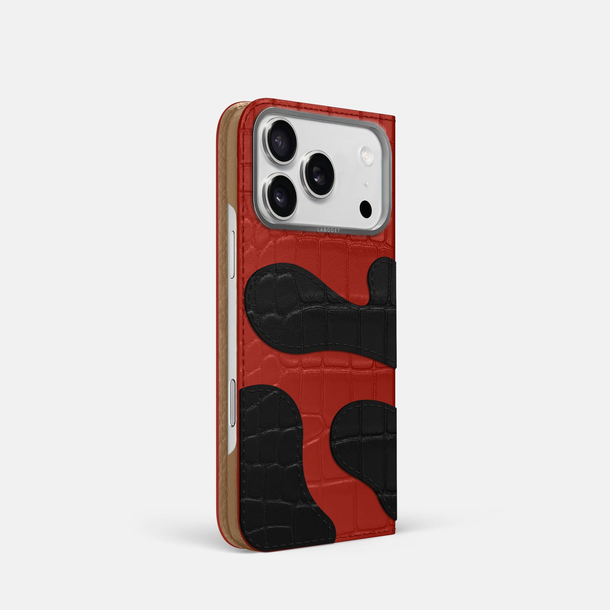Camouflage Folio For iPhone 18 Pro In Alligator -1 | Red-Steel