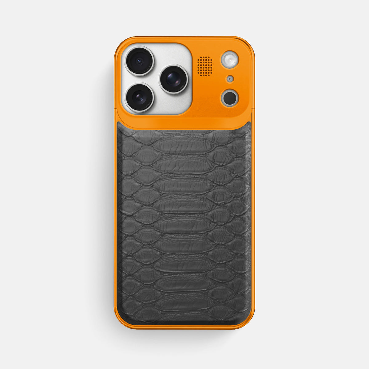 Metal Case For iPhone 17 Pro Max In Python -1 | Grey-Orange