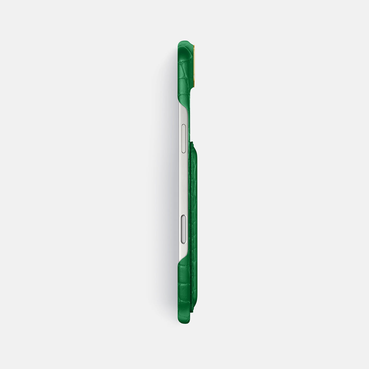 Double Card Case For iPhone 17 Air In Alligator -3 | Forest-Green-Gold