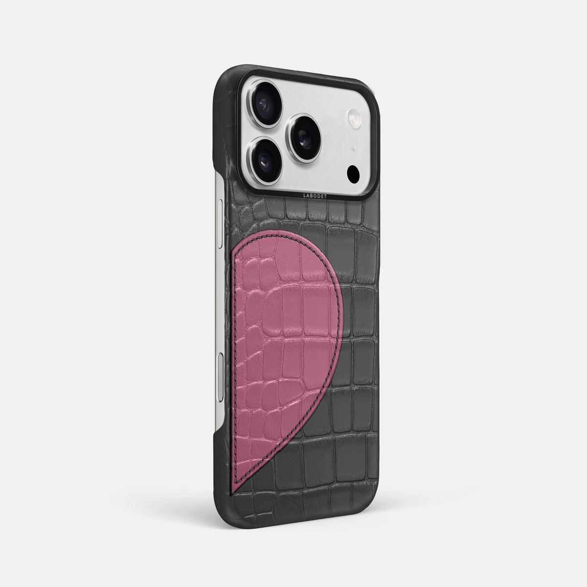 Classic Case With Half Heart - Right For iPhone 17 Pro Max In Alligator -2 | Grey-Black