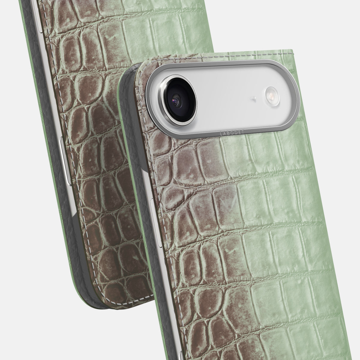 Folio Case For iPhone 17 Air In Himalayan Crocodile -5 | Pistachio-Steel