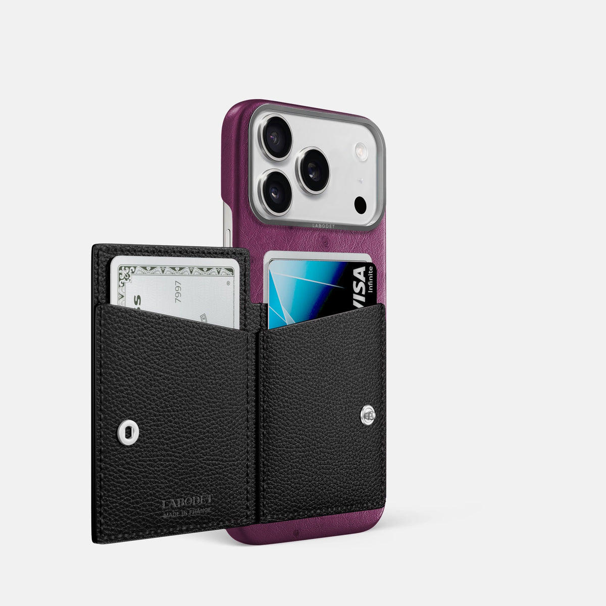 Bi-Fold Case For iPhone 18 Pro In Ostrich -2 | Purple-Steel