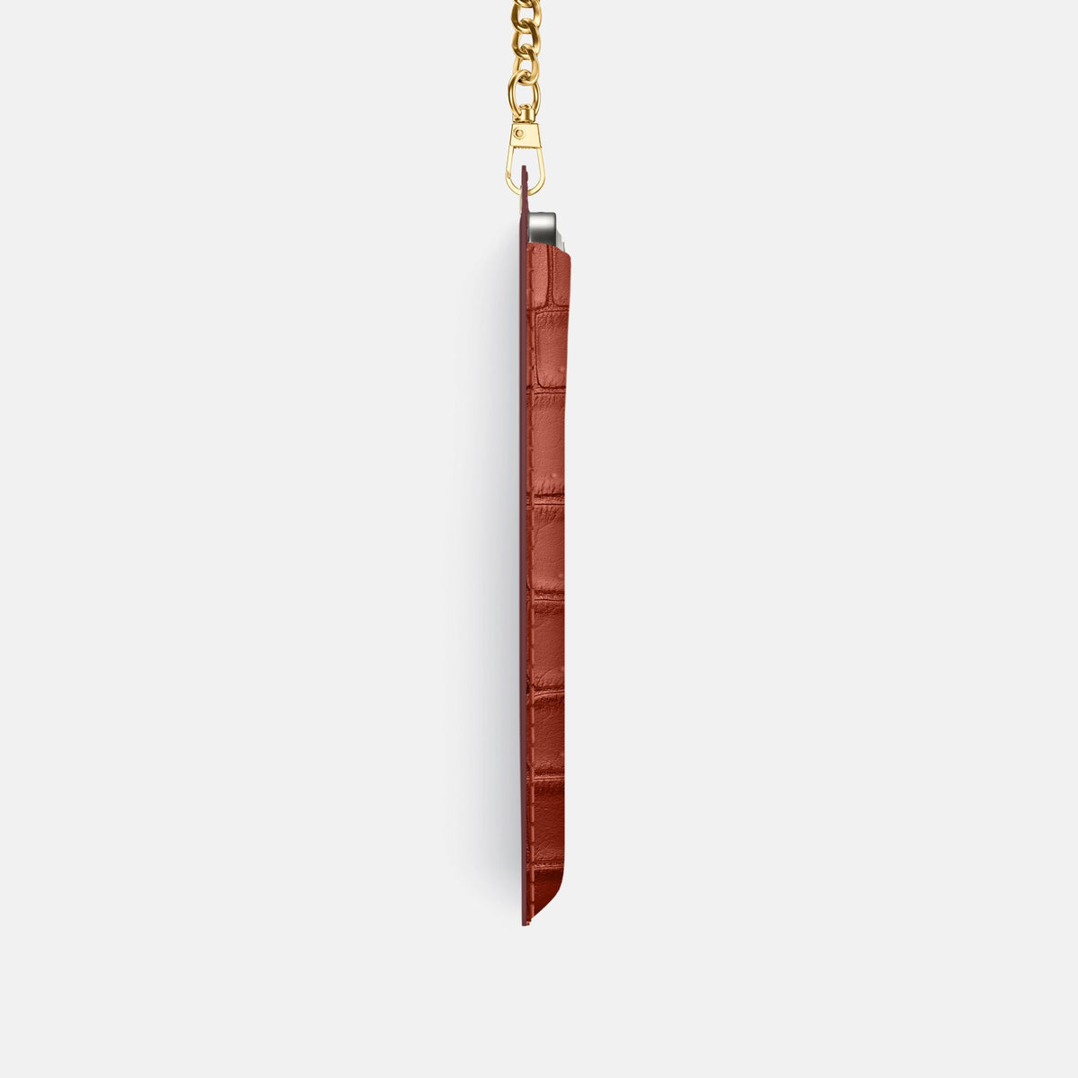 Crossbody Bag For iPhone 18 Pro In Porosus Crocodile -4 | Mahogany-Brown-Gold