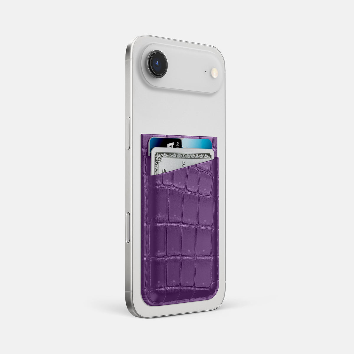 MagSafe Wallet For iPhone 17 Air In Porosus Crocodile -2 | Purple