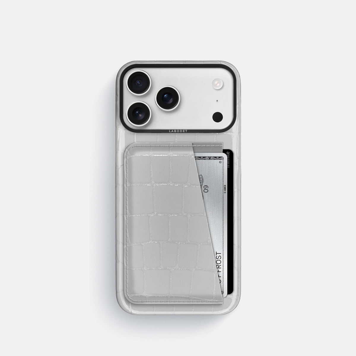 Double Card Case For iPhone 18 Pro In Shiny Alligator -1 | White-Black