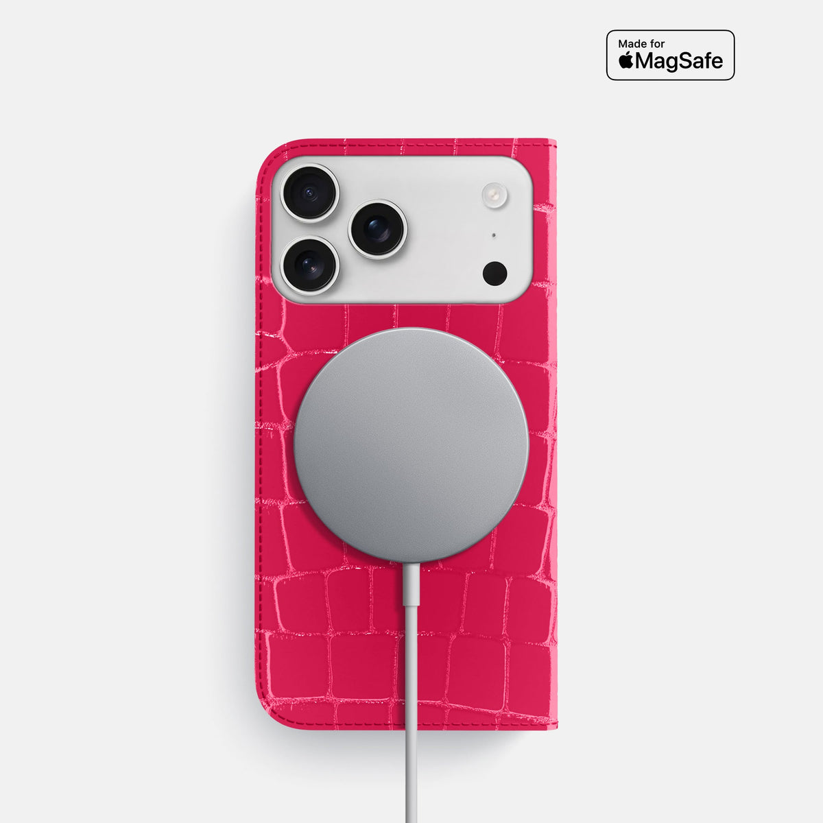 Folio Slim Case For iPhone 18 Pro In Shiny Alligator -3 | Pink-Panther