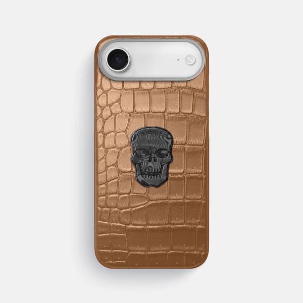 Classic Case With Carbon Skull For iPhone 17 Air In Porosus Crocodile