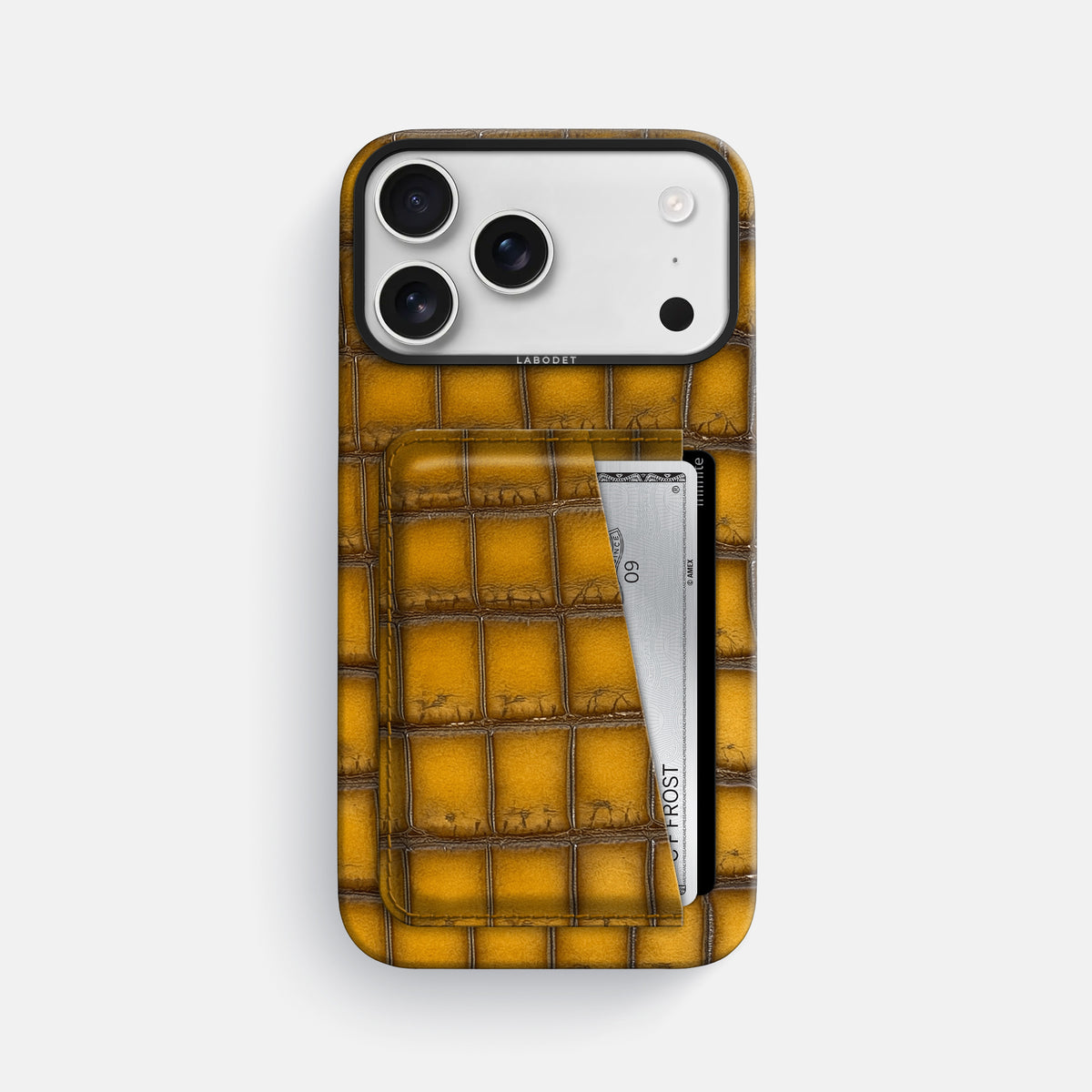 Double Card Case For iPhone 17 Pro Max In Patina Alligator -1 | Sydney-Black