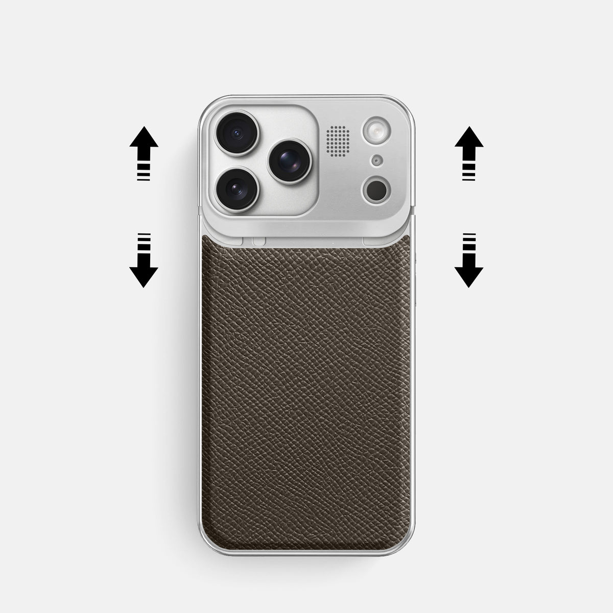 Metal Case For iPhone 17 Pro In Epsom-Style Calf -2 | Taupe-Steel