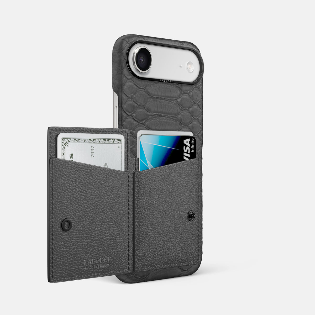 Bi-Fold Case For iPhone 17 Air In Python -2 | Grey-Black
