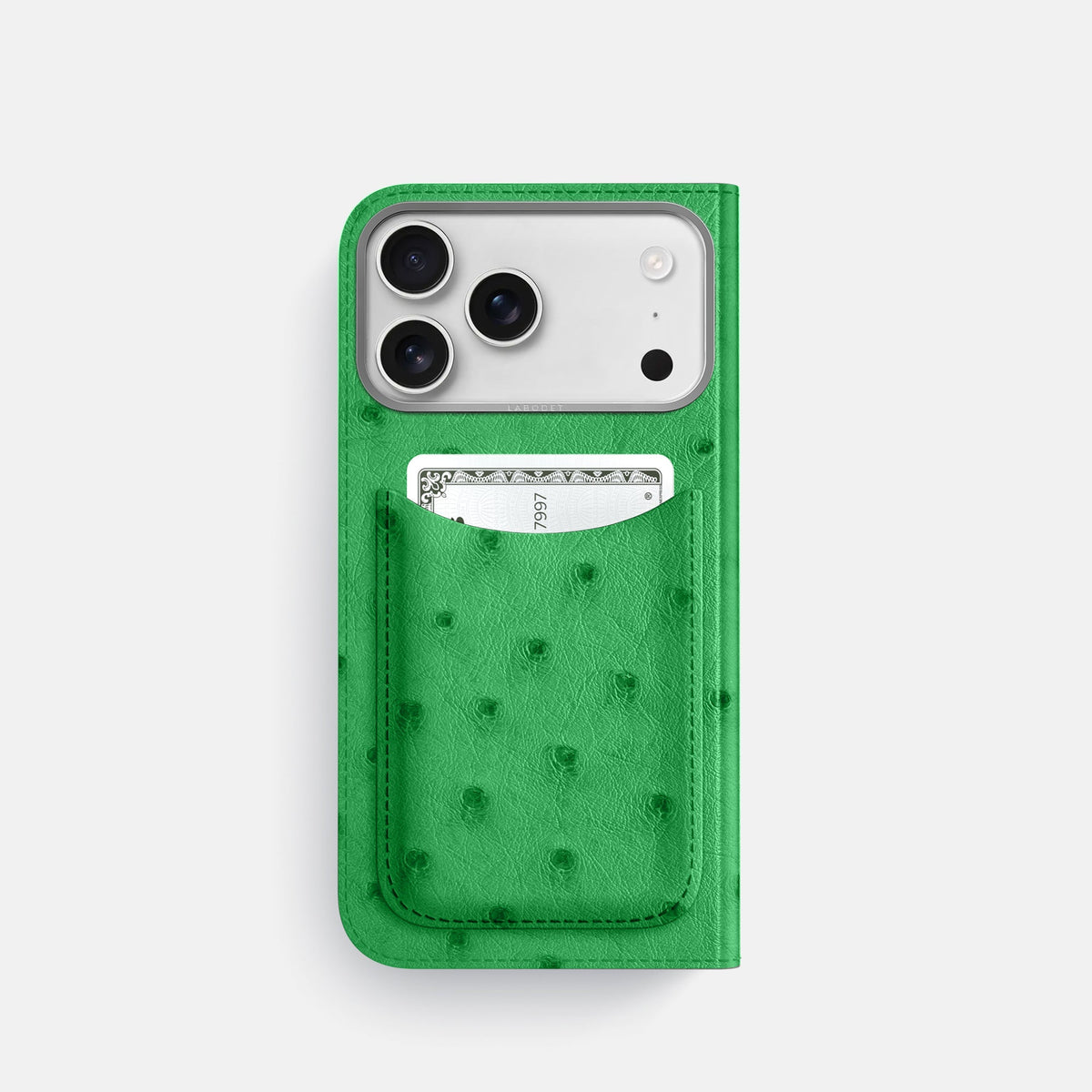 Folio Case with Card For iPhone 18 Pro In Ostrich -3 | Kentucky-Green-Steel