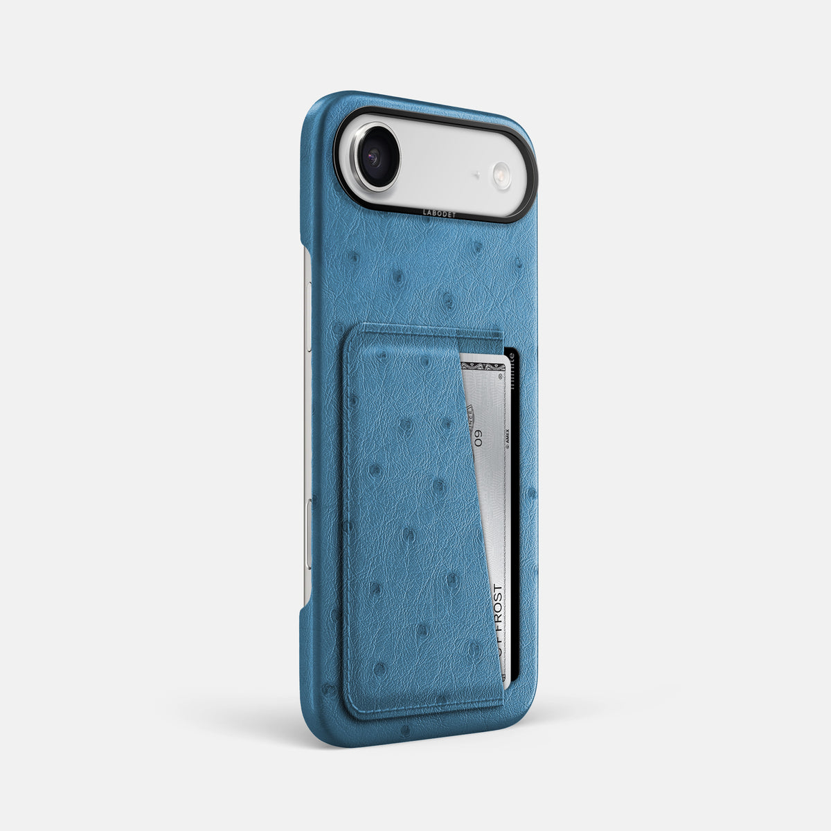Double Card Case For iPhone 17 Air In Ostrich -2 | Blue-Jeans-Black