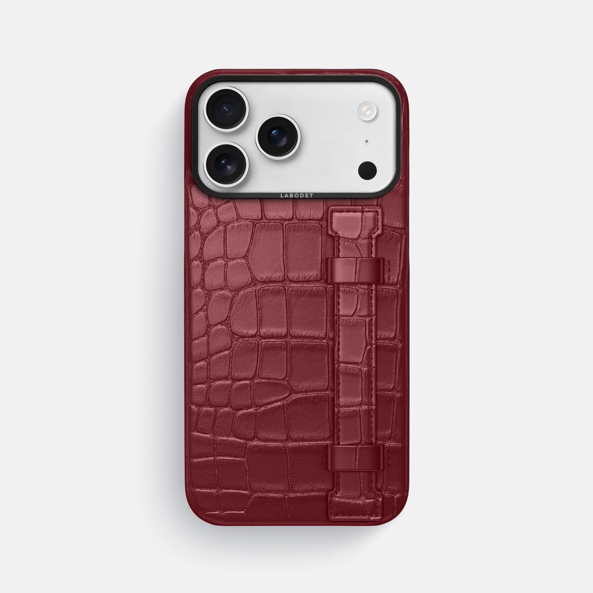 Handle Case For iPhone 18 Pro Max In Alligator -1 | Burgundy-Black