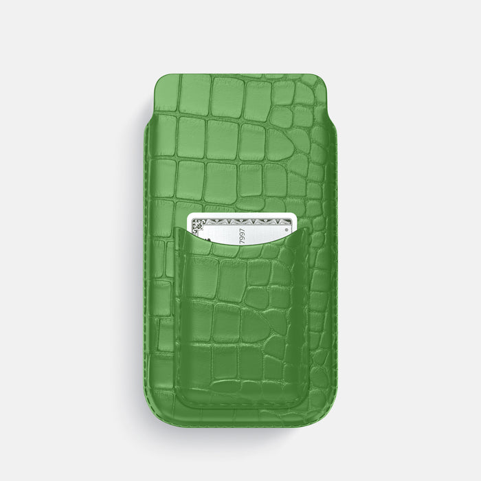 Pouch Card Case For iPhone 17 Pro In Alligator -1 | Apple-Green