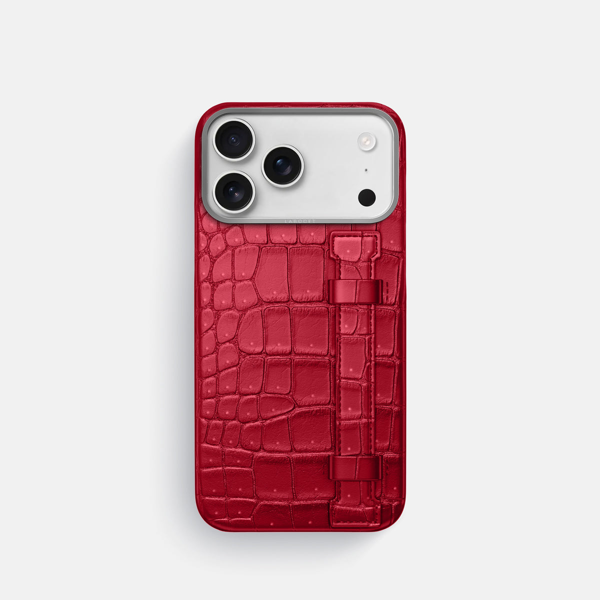 Handle Case For iPhone 17 Pro In Porosus Crocodile -1 | Burgundy-Steel