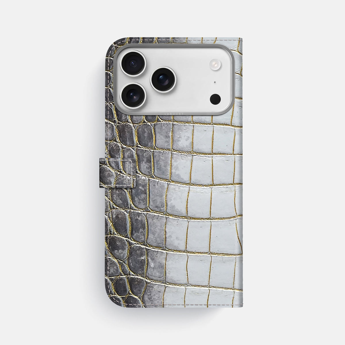 Folio Case with Clasp For iPhone 18 Pro Max In Himalayan Crocodile -3 | Gold-Steel