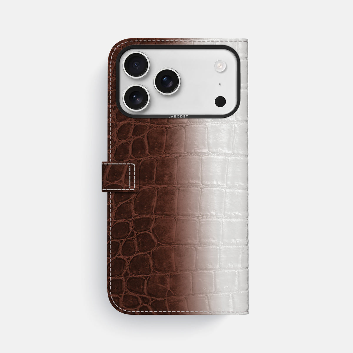 Folio Case with Clasp For iPhone 17 Pro Max In Himalayan Crocodile -3 | Dark-Brown-Black