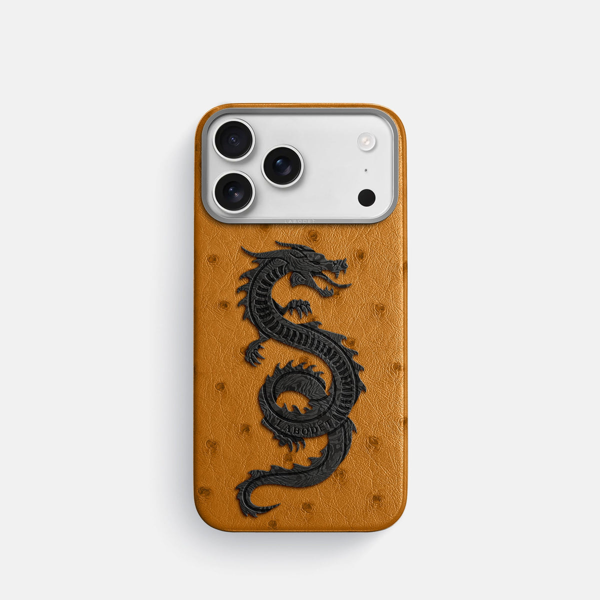 Classic Case With Carbon Dragon For iPhone 18 Pro In Ostrich -1 | Chestnut-Steel