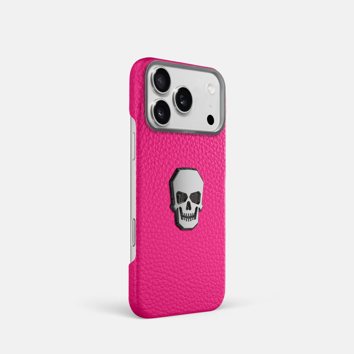 Classic Case With Titanium Skull For iPhone 18 Pro In Calf -2 | Magenta-Steel