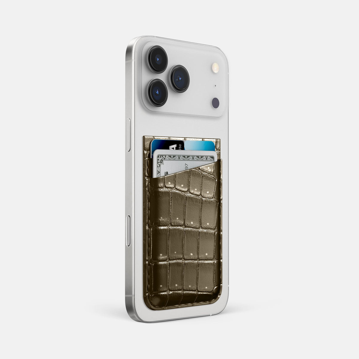MagSafe Wallet For iPhone 18 Pro Max In Porosus Crocodile -2 | Bronze